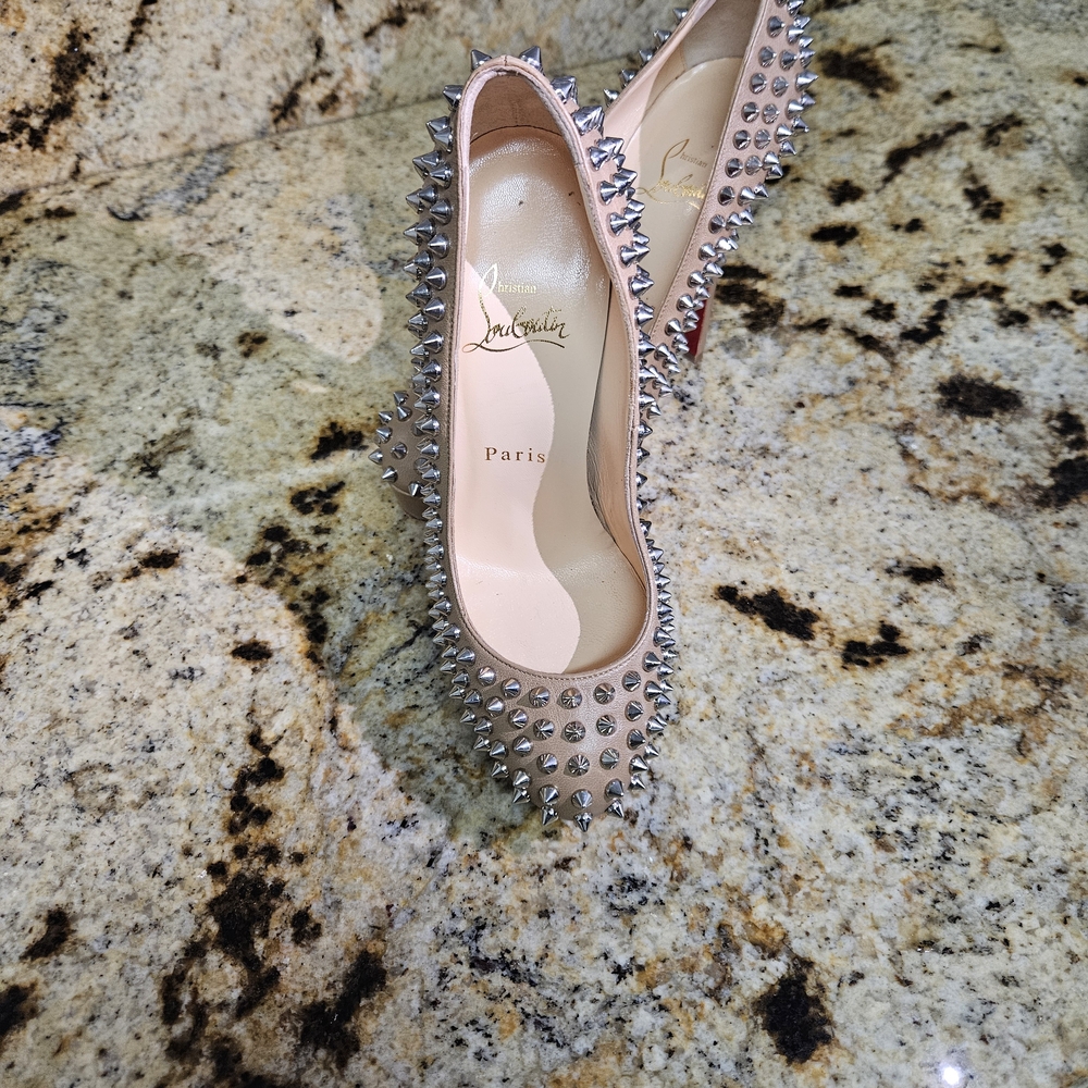 Christian Louboutin Silver Spiked Heels